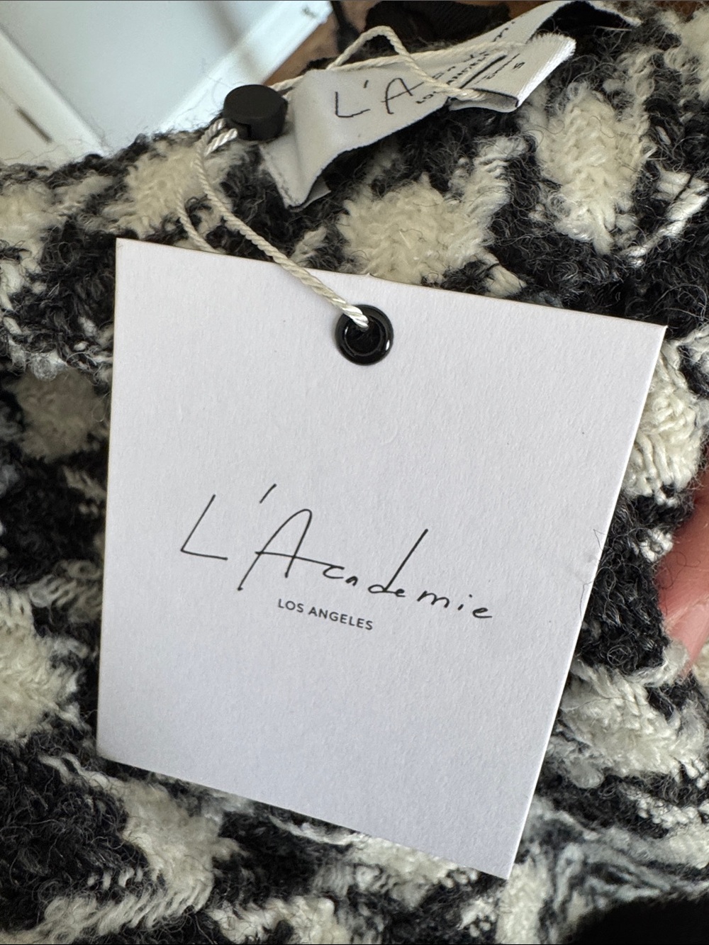 L'Academie Black and White Houndstooth Wrap Coat - Picture 8 of 8